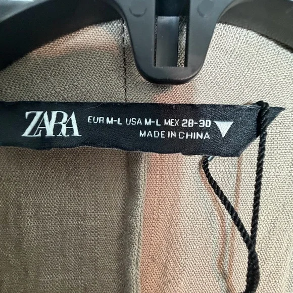 Zara Belted Textured Women's Long Sleeve Kimono Jacket In Beige/Tan Size M/L NWT - Picture 4 of 16